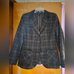 Chadwicks Dark Brown Checkered Blazer